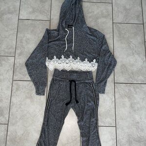 THE KOOPLES SPORT Gray Soft Fleece Set Hooded Top Pull-On Joggers Size 1/2